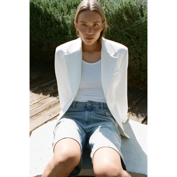 Zara Womens Blazer Suit Jacket L Large White Fitted Waist 2010/810 NWT - Picture 3 of 16